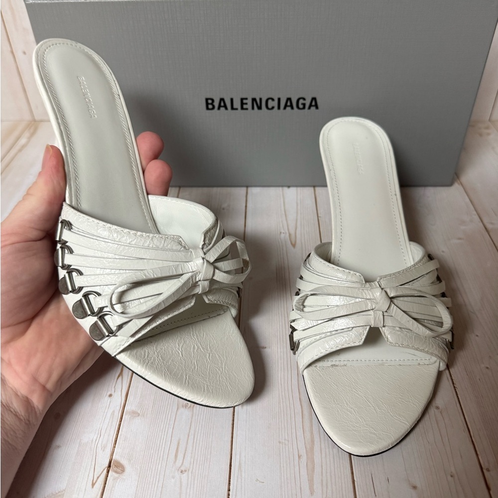 Balenciaga Cagole Leather Slide Sandal Optic White Sz 36 / 6 - Picture 7 of 16